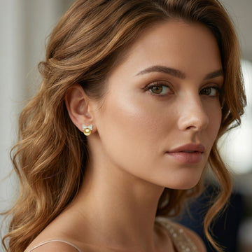 925 Sterling Silver Elegant South Sea Pearl Ribbon Earrings Featuring Baguette and Brilliant-Cut Diamonds