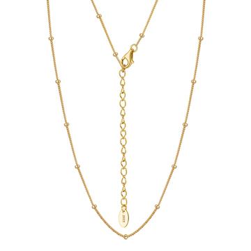 925 Sterling Silver Gold-Plated Adjustable Necklace with Sterling   Charm