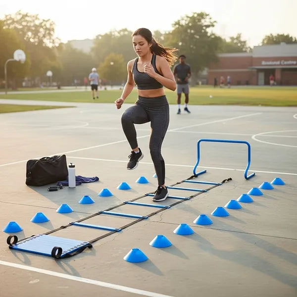 Professional Agility Ladder Training Set For Speed & Footwork - Adjustable Fitness Equipment With Carry Bag For Coordination, Quickness & Agility Drills, Indoor Outdoor Sports Use