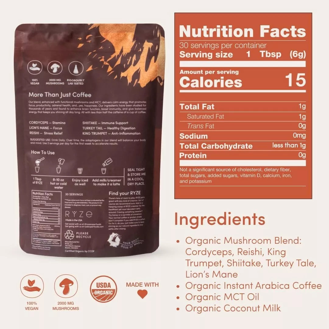 Organic Mushroom Coffee - ☕ 30 Servings Per Pack Free Shipping, Fast Delivery